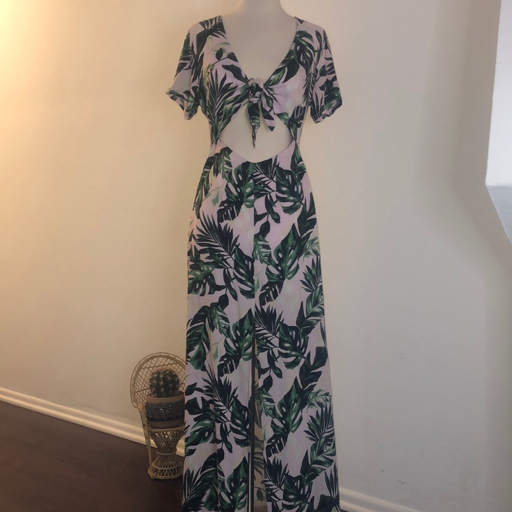 Lush Cut Out Palm Dress - More vibrant than photos!